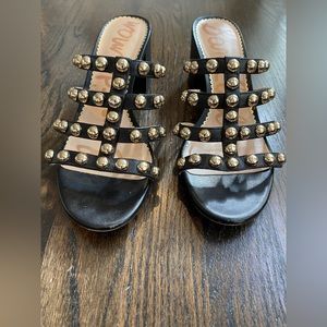 sam edelman. black suri studded block heels.